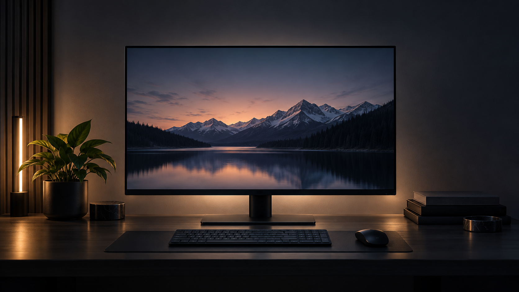 Minimal dark single-monitor workspace